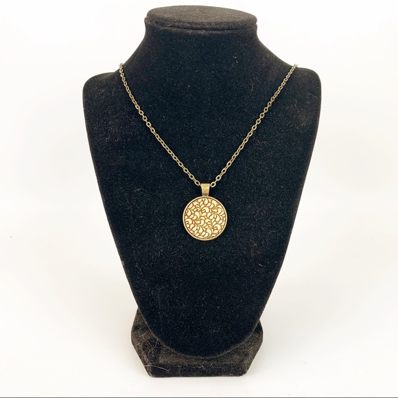 Wood Laser Engraved Geometric Pattern Necklace 24” - Picture 2 of 6